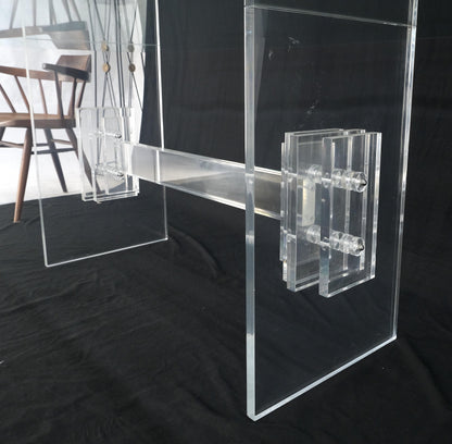 Large 7' Long 3/4" glass Top Thick Lucite Base Dining Conference Table