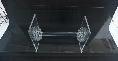 Large 7' Long 3/4" glass Top Thick Lucite Base Dining Conference Table