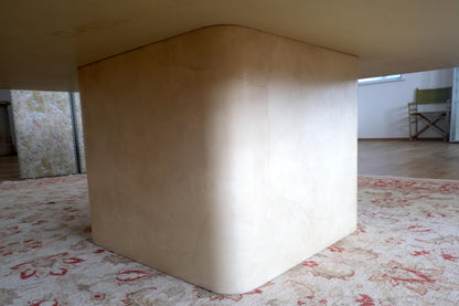 Large 7' Square Lacquered Goatskin Parchment Dining Conference Table MINT!