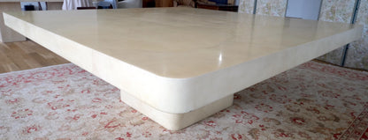 Large 7' Square Lacquered Goatskin Parchment Dining Conference Table MINT!