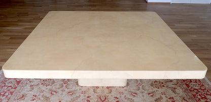 Large 7' Square Lacquered Goatskin Parchment Dining Conference Table MINT!