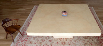 Large 7' Square Lacquered Goatskin Parchment Dining Conference Table MINT!