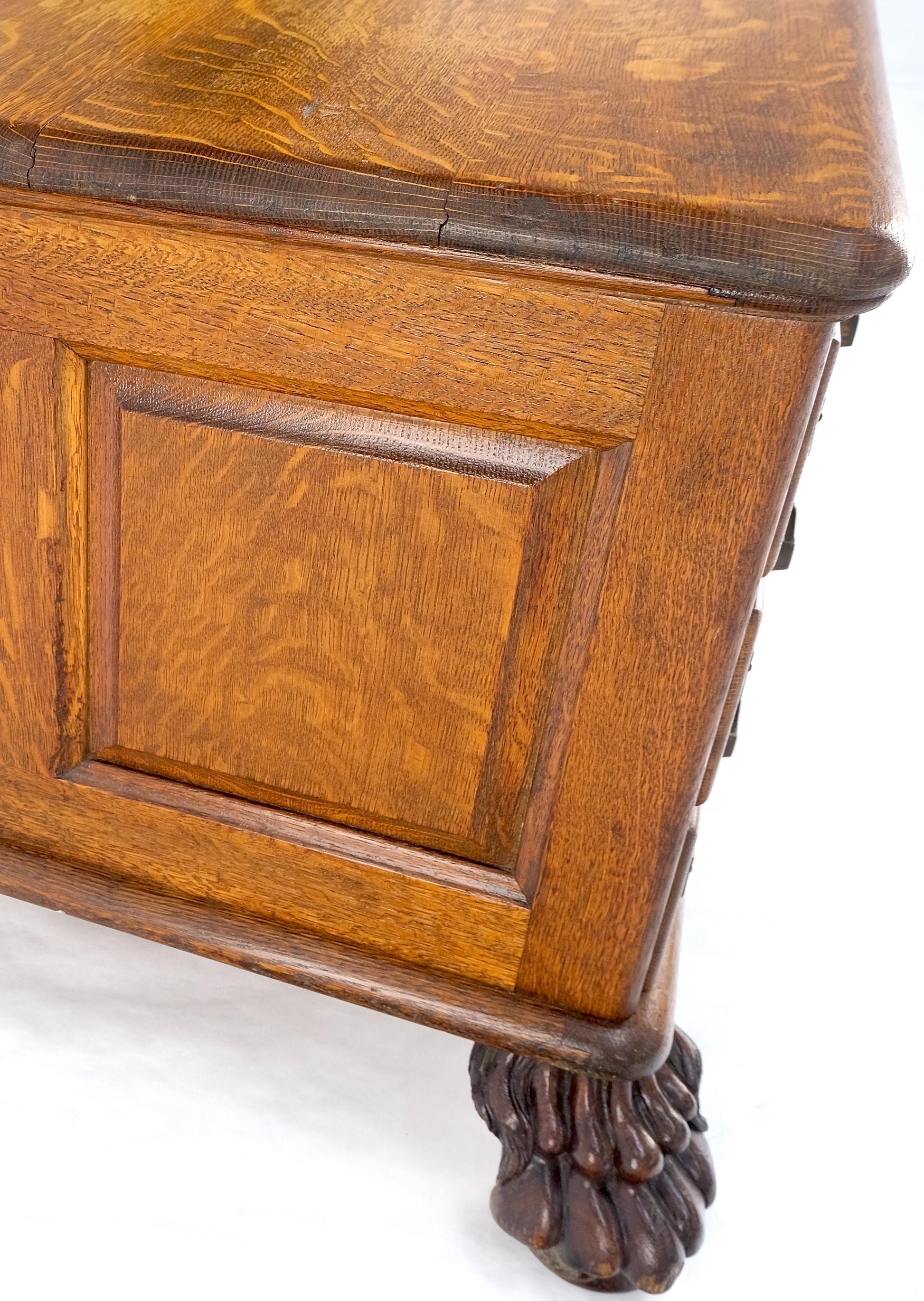 EstablishedLines Antique 19th Century Oak Carved Lion Feet 9 Drawers File Cabinet Credenza Mint!