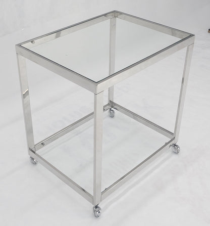 EstablishedLines Polished Stainless Steel Box Shape Two Tier Serving Bar Cart Chrome Mid Century