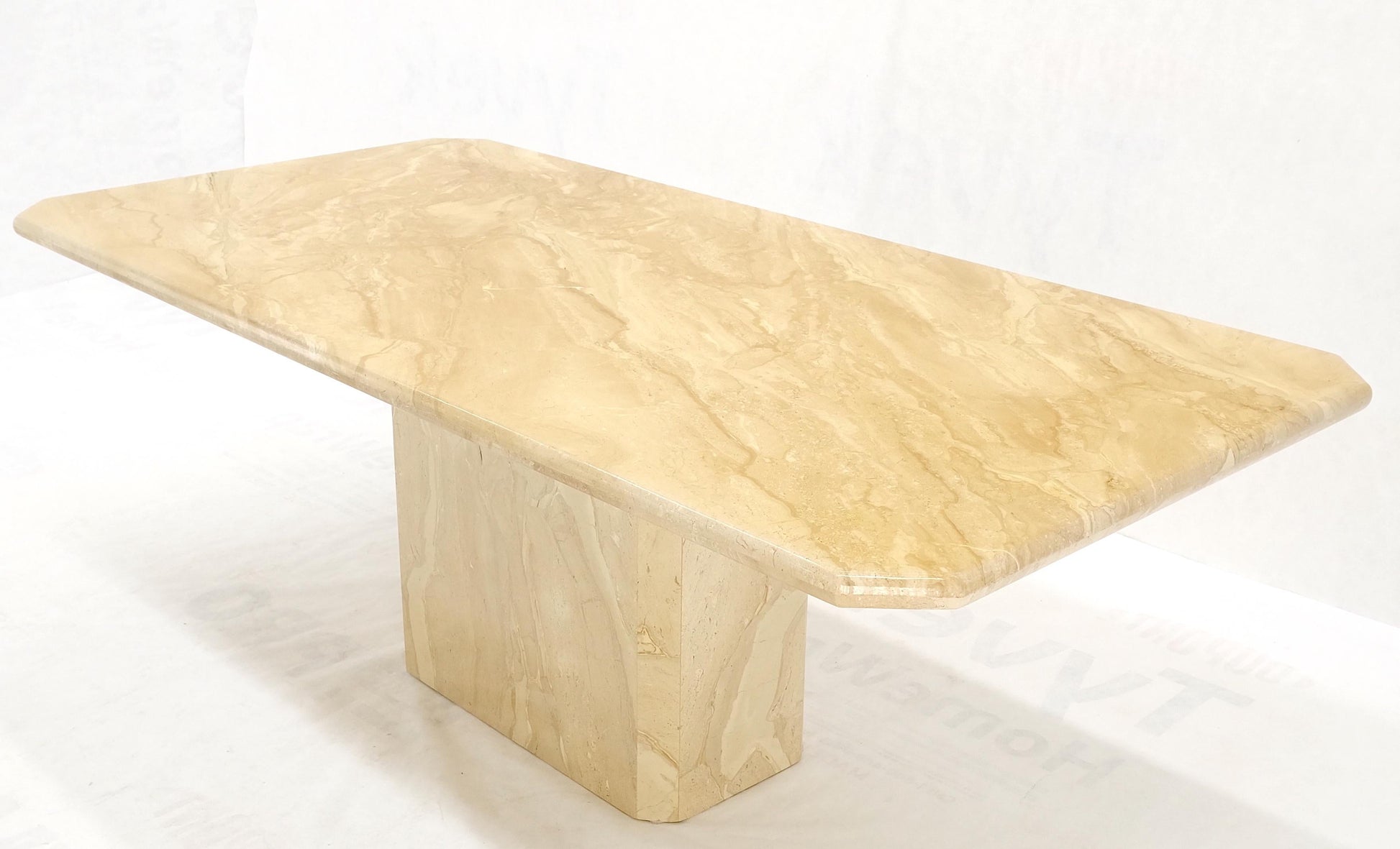 EstablishedLines Travertine Single Pedestal Base Mid-Century Modern Dining Conference Table MINT!