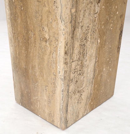 EstablishedLines Single Travertine  Pedestal Glass Top Italian Modern Sofa Console Table MINT!