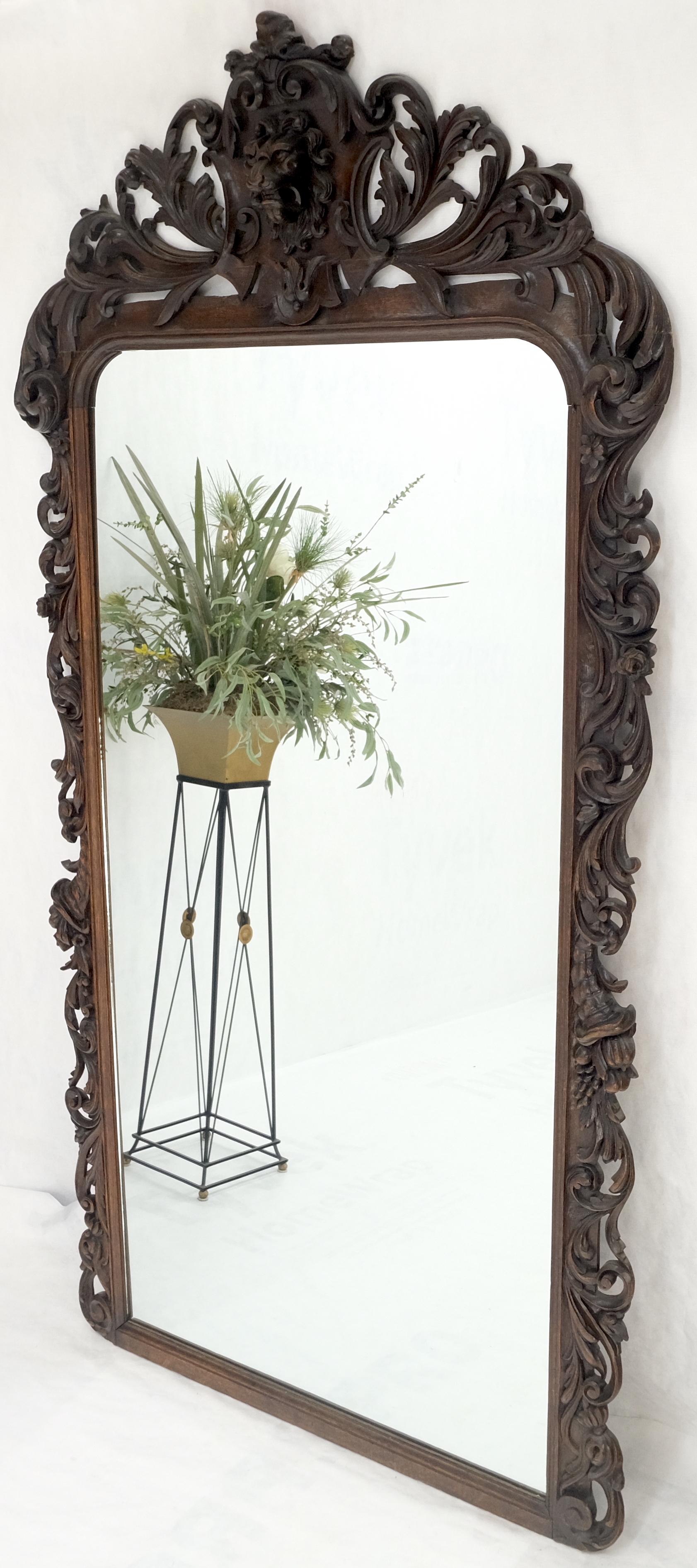 EstablishedLines North Winds Standing 8 Feet Tall Heavily Carved Oak Floor Wall Mirror Clean!