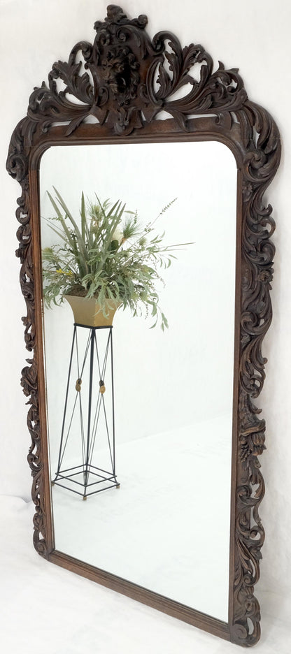 EstablishedLines North Winds Standing 8 Feet Tall Heavily Carved Oak Floor Wall Mirror Clean!