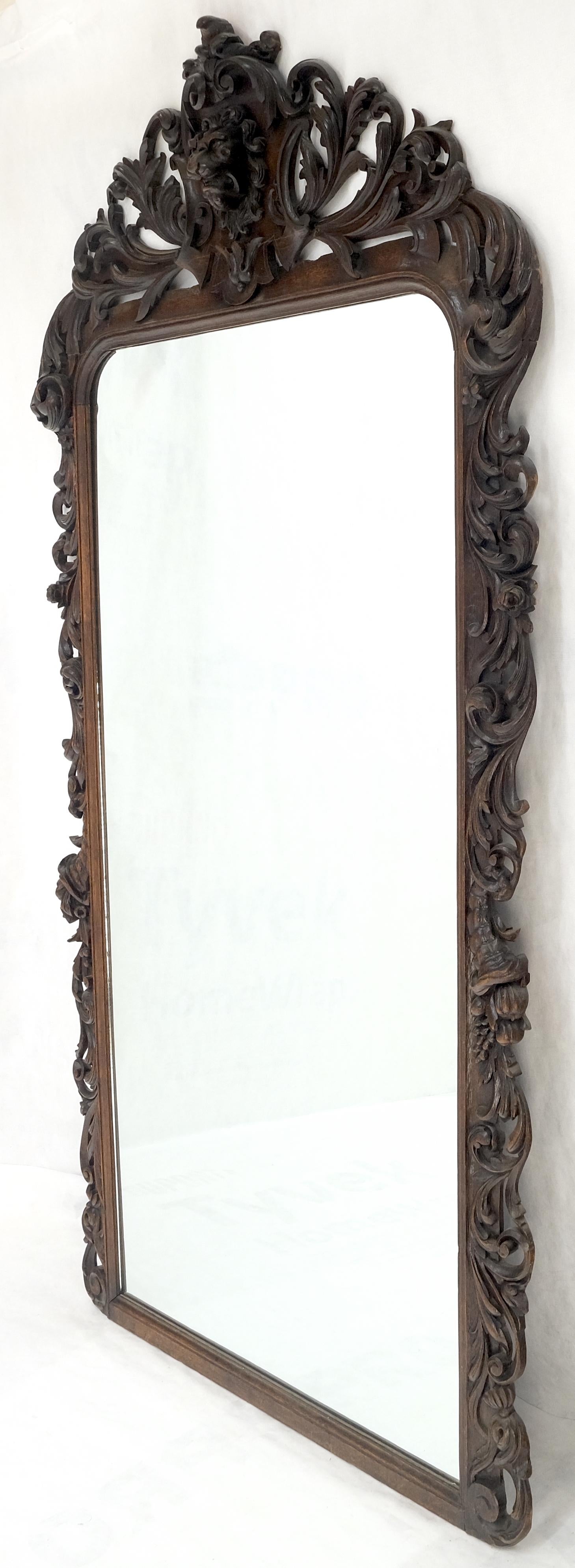 EstablishedLines North Winds Standing 8 Feet Tall Heavily Carved Oak Floor Wall Mirror Clean!
