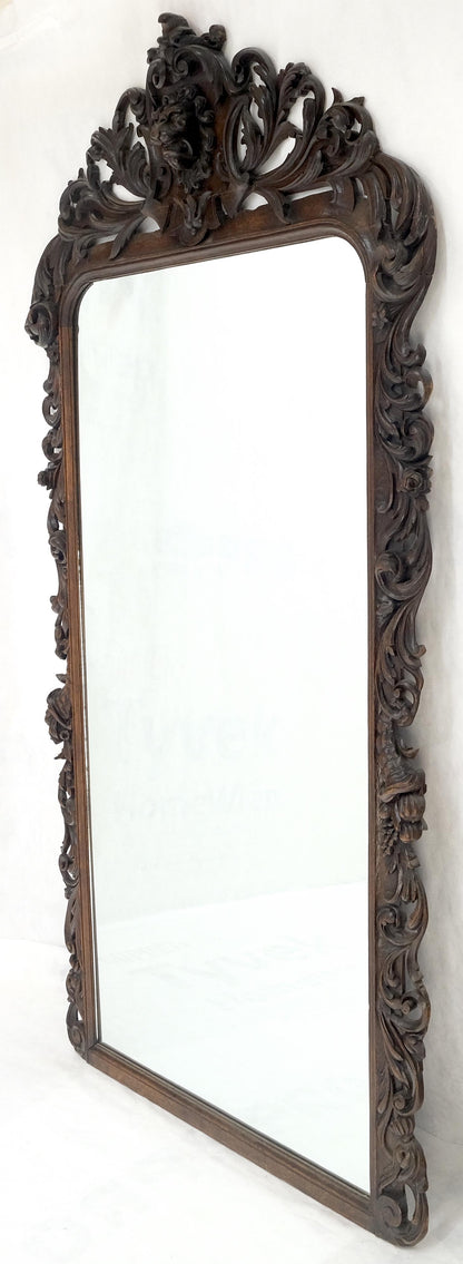 EstablishedLines North Winds Standing 8 Feet Tall Heavily Carved Oak Floor Wall Mirror Clean!