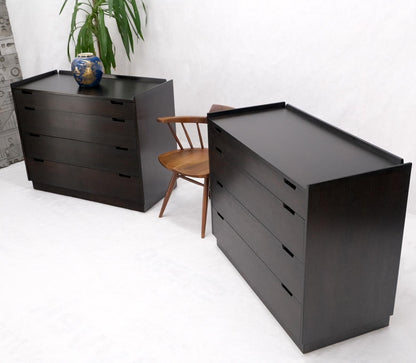 EstablishedLines Pair of Ebonized Mahogany 4 Drawers Bachelor Chests w/ Gallery Tops Restored