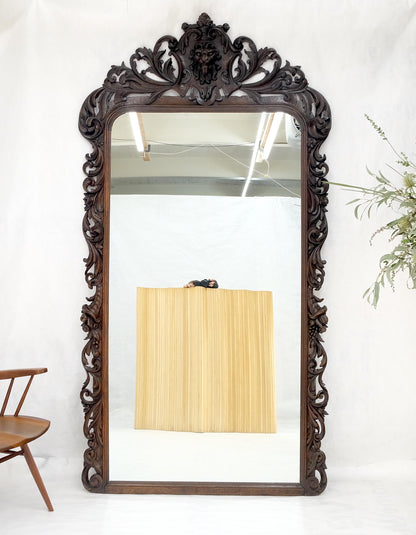 EstablishedLines North Winds Standing 8 Feet Tall Heavily Carved Oak Floor Wall Mirror Clean!