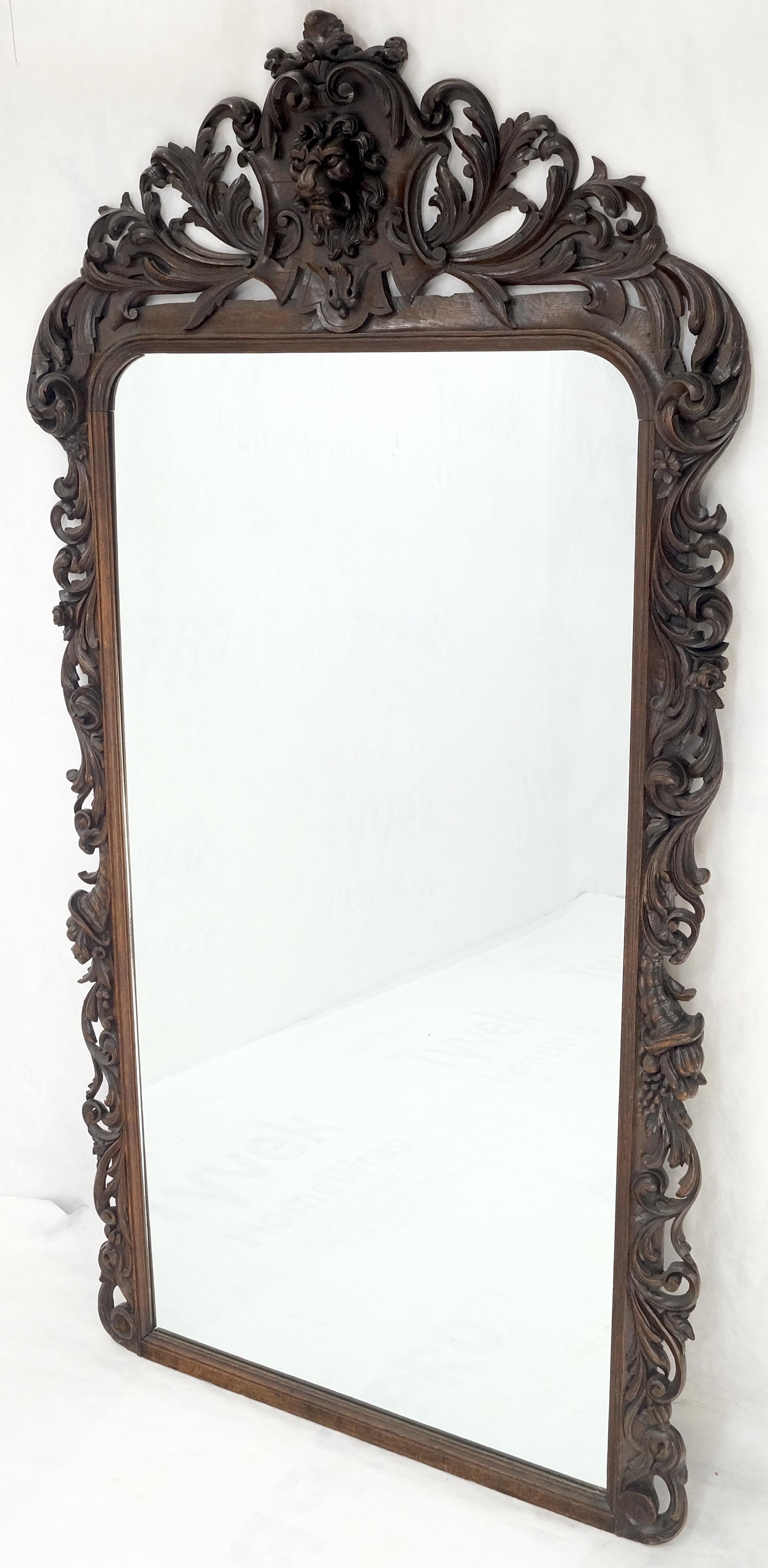 EstablishedLines North Winds Standing 8 Feet Tall Heavily Carved Oak Floor Wall Mirror Clean!