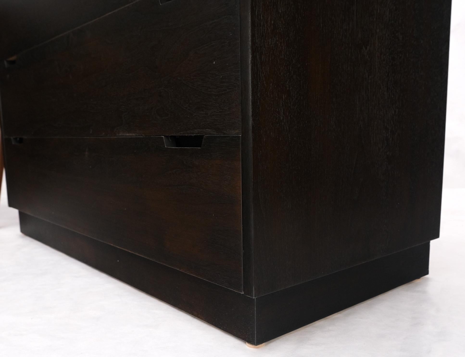 EstablishedLines Pair of Ebonized Mahogany 4 Drawers Bachelor Chests w/ Gallery Tops Restored