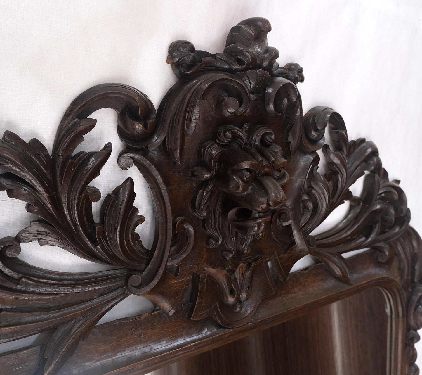 EstablishedLines North Winds Standing 8 Feet Tall Heavily Carved Oak Floor Wall Mirror Clean!