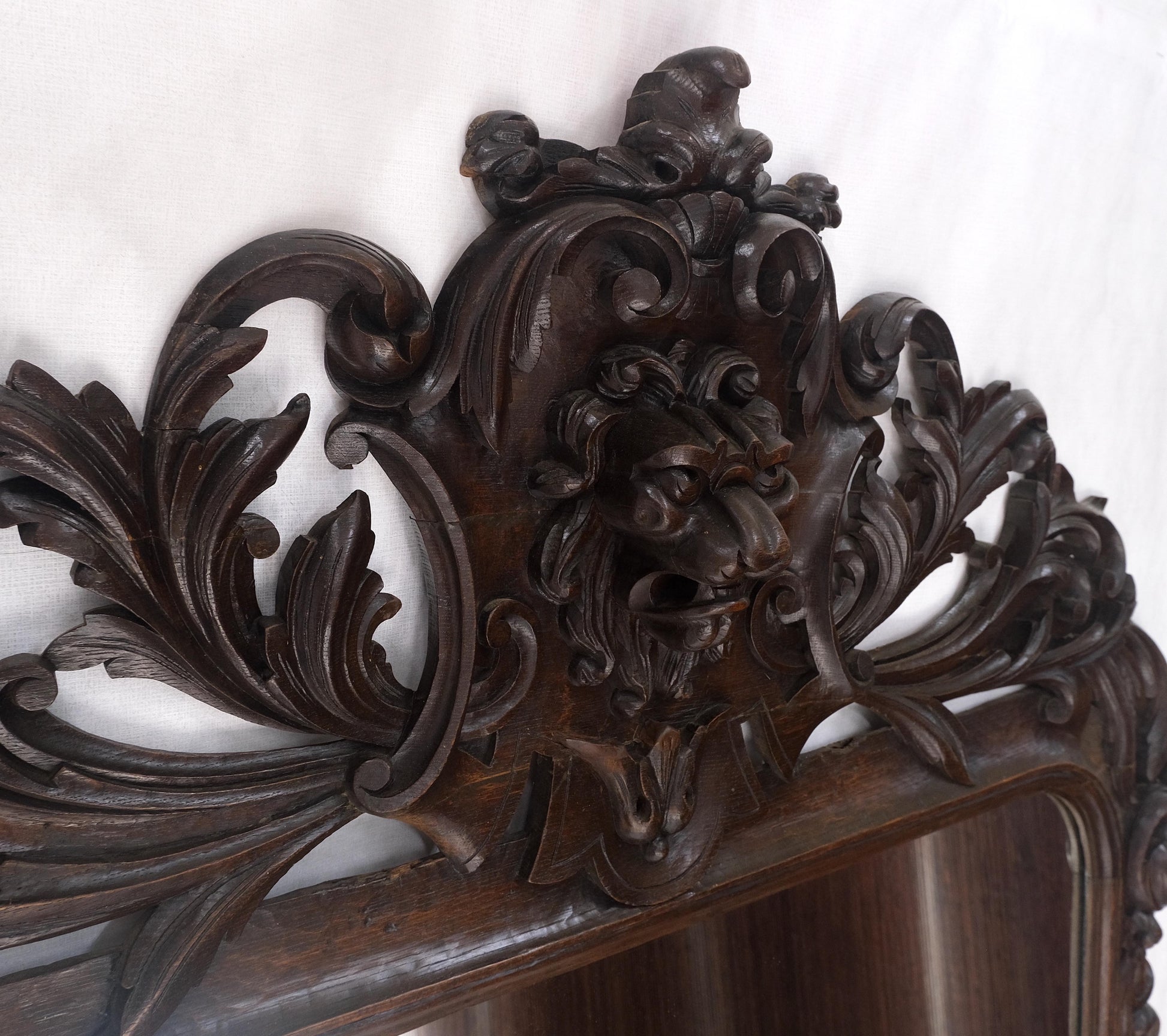 EstablishedLines North Winds Standing 8 Feet Tall Heavily Carved Oak Floor Wall Mirror Clean!