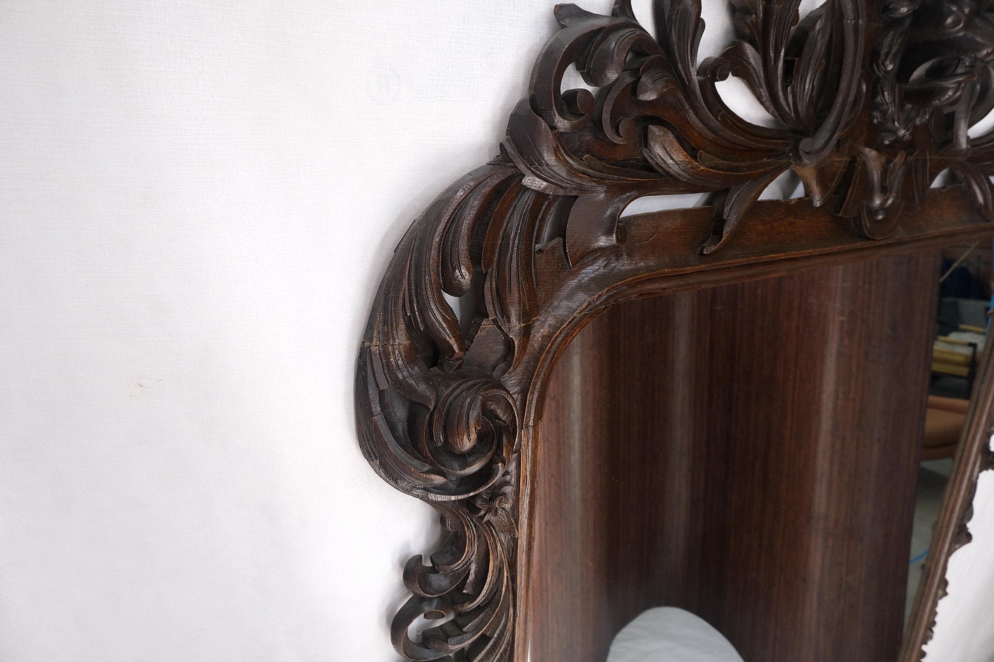 EstablishedLines North Winds Standing 8 Feet Tall Heavily Carved Oak Floor Wall Mirror Clean!