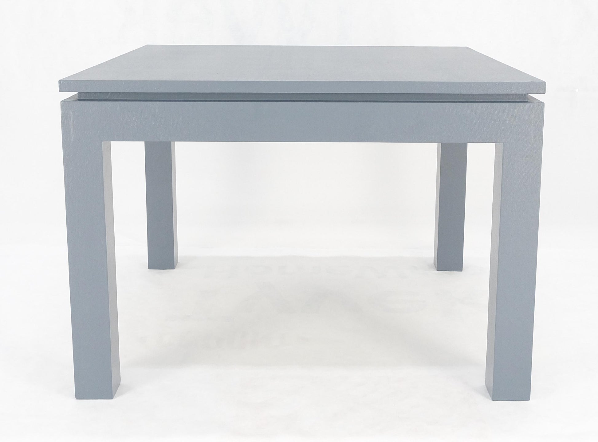 EstablishedLines Square Parsons Style Cloth Wrapped Grey Lacquer c1970s Center Occasional Table