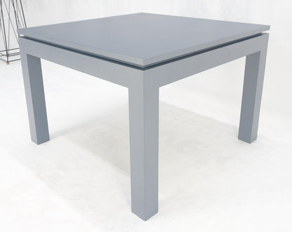 EstablishedLines Square Parsons Style Cloth Wrapped Grey Lacquer c1970s Center Occasional Table