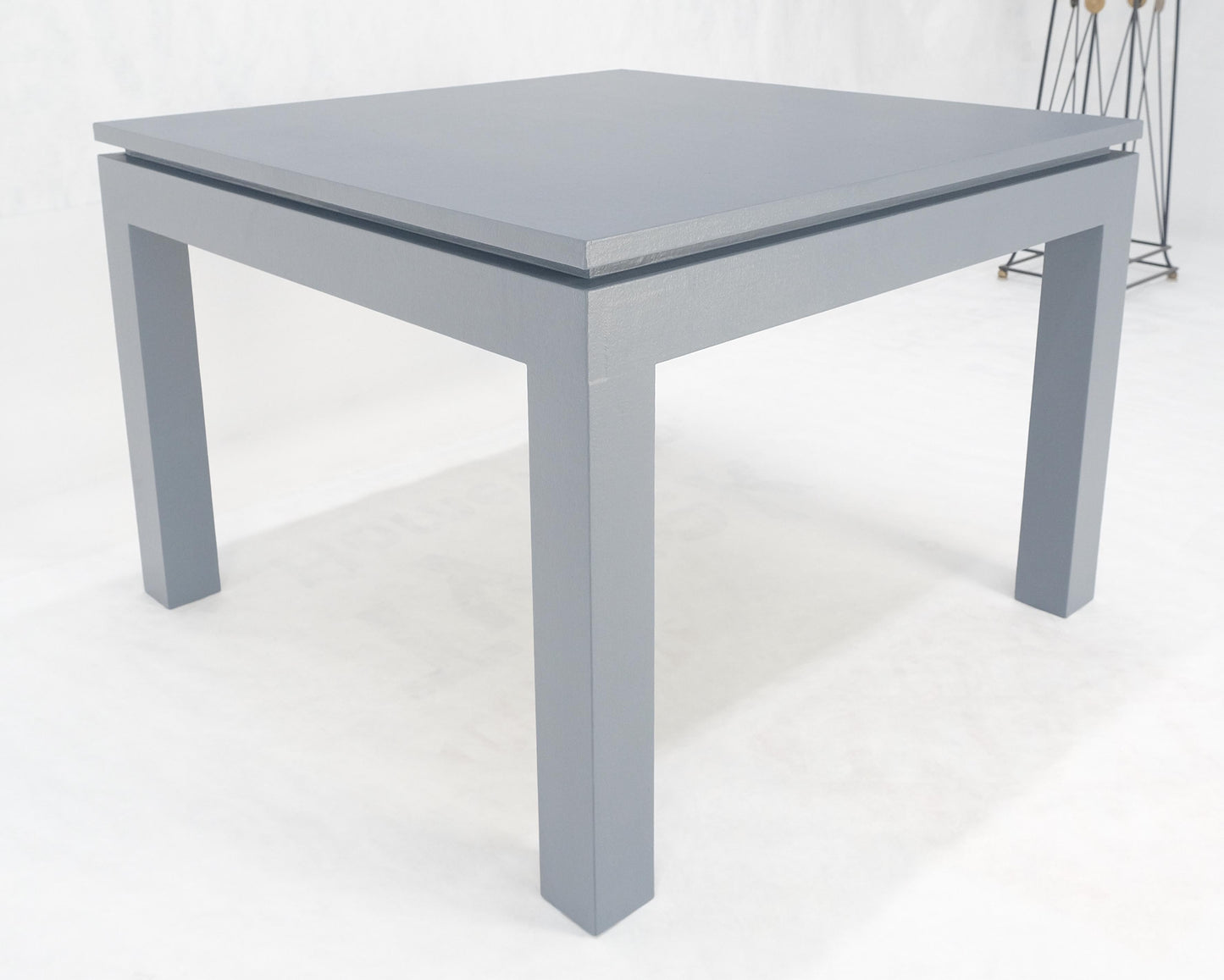 EstablishedLines Square Parsons Style Cloth Wrapped Grey Lacquer c1970s Center Occasional Table