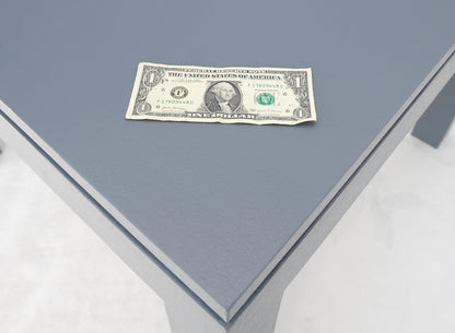 EstablishedLines Square Parsons Style Cloth Wrapped Grey Lacquer c1970s Center Occasional Table