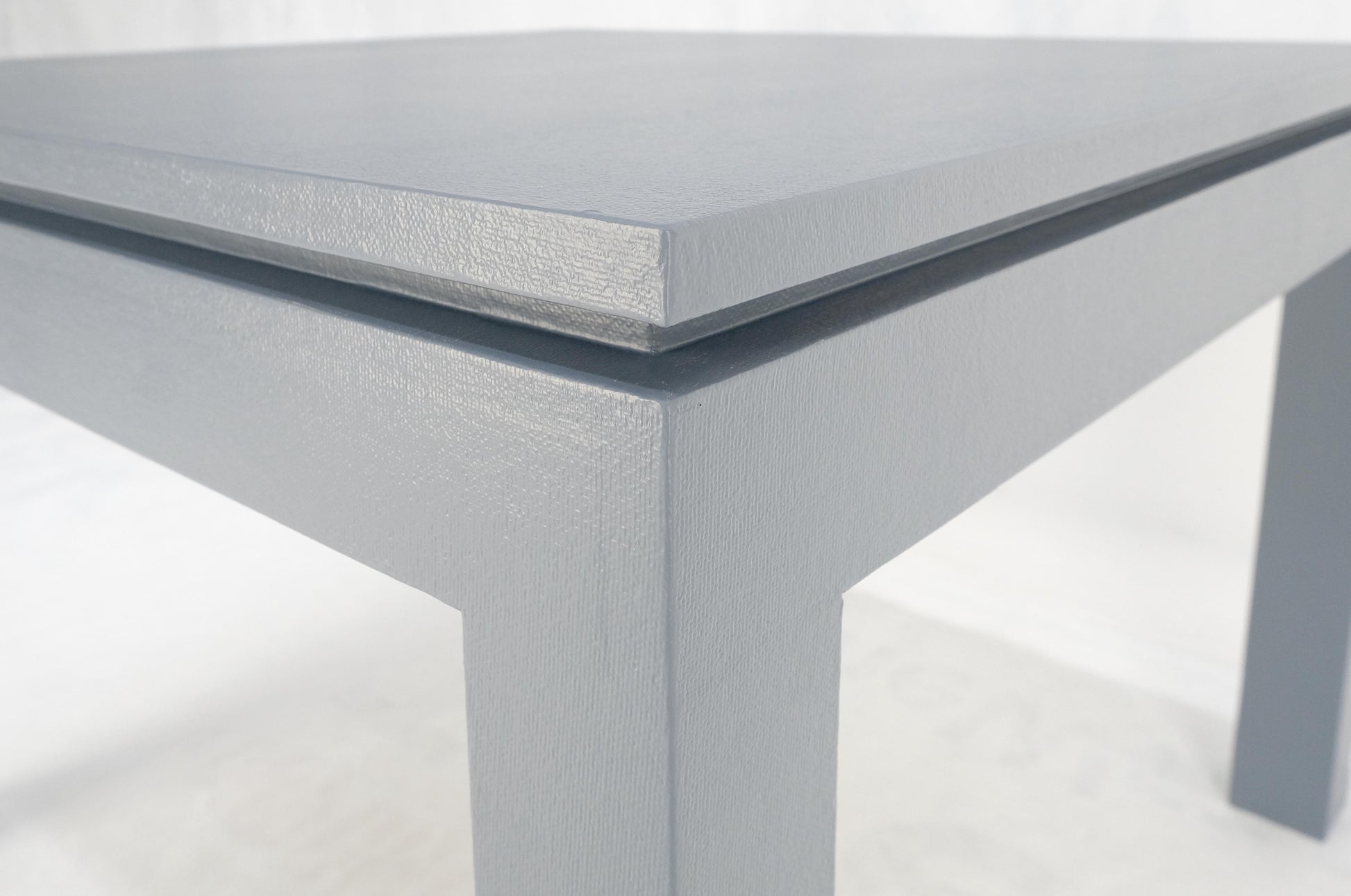 EstablishedLines Square Parsons Style Cloth Wrapped Grey Lacquer c1970s Center Occasional Table