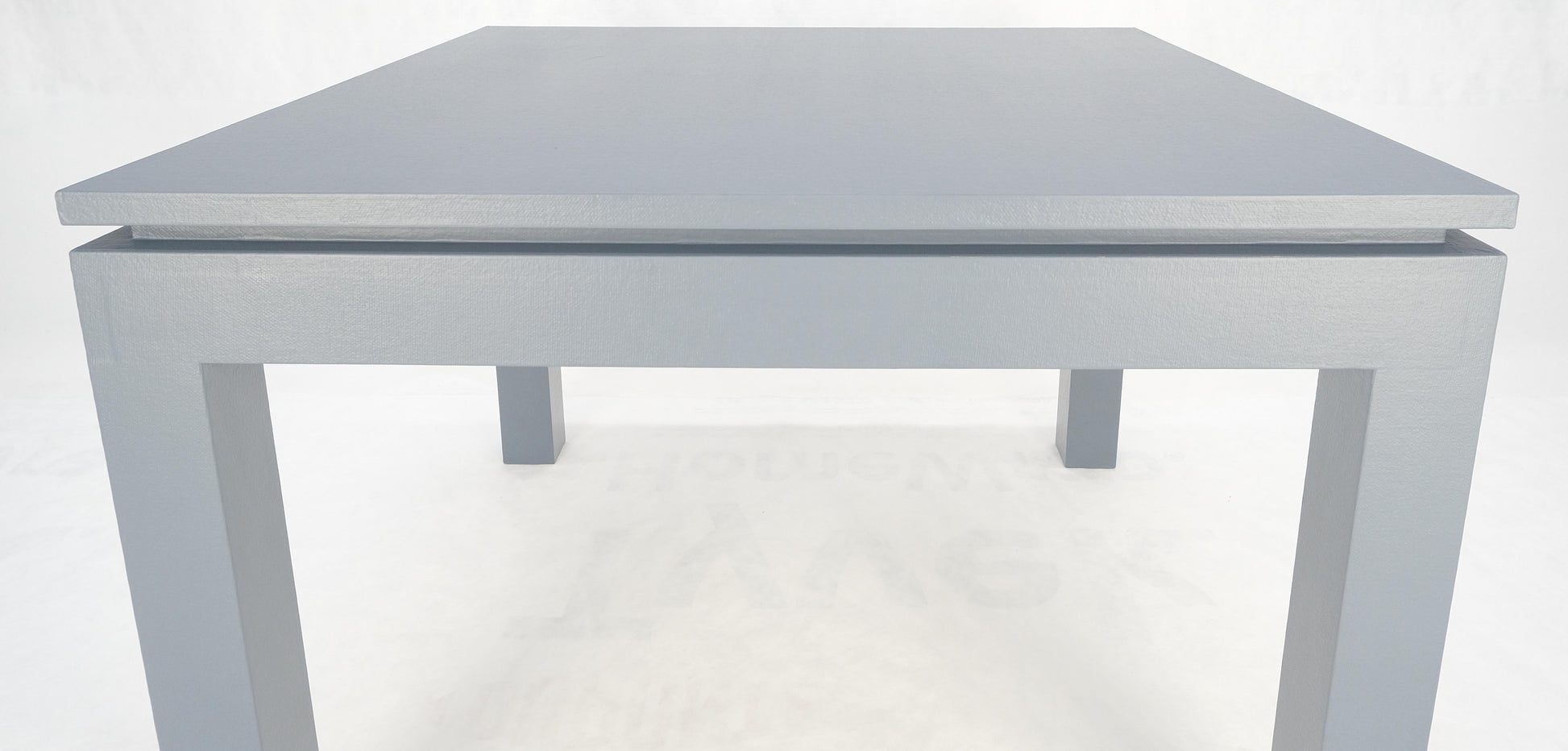 EstablishedLines Square Parsons Style Cloth Wrapped Grey Lacquer c1970s Center Occasional Table