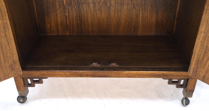 EstablishedLines Flip Top Drop Brass Pulls 3 Drawers Two Door Compartment Server Cabinet on Wheel
