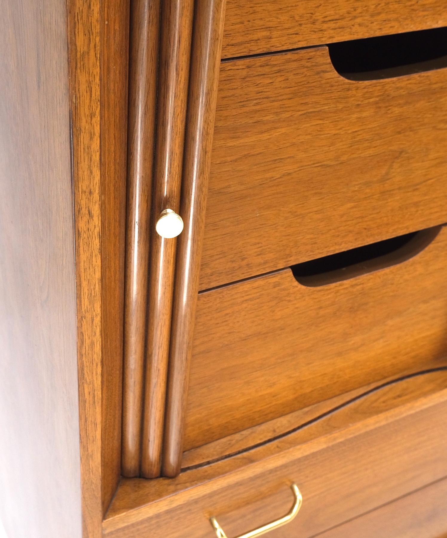 EstablishedLines Walnut Tambour Doors Brass Hardware Serpentine Front 8 Drawers Dresser MINT!