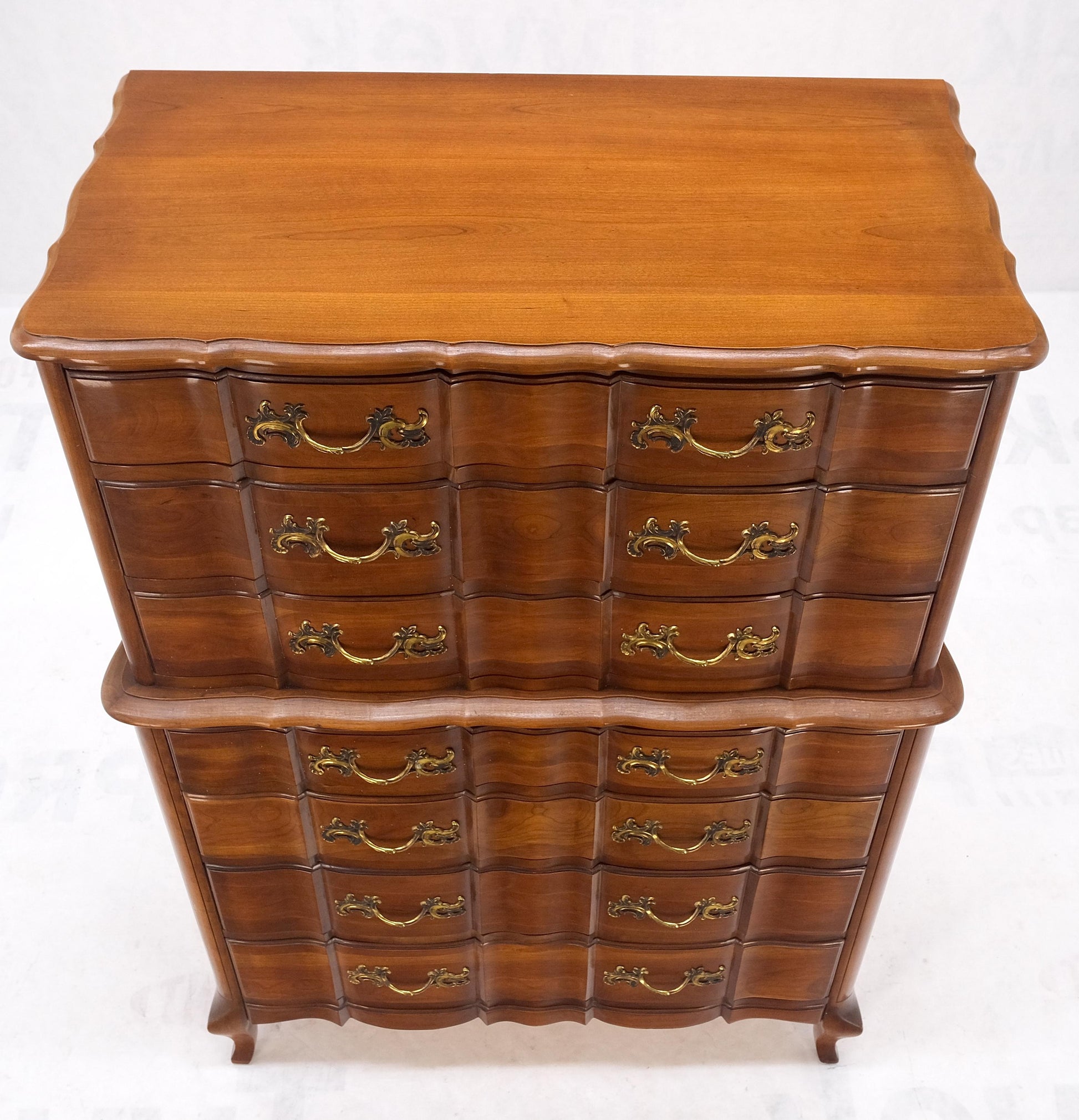 EstablishedLines Solid Cherry Country French Brass Pulls 7 Drawers High Chest Dresser MINT!
