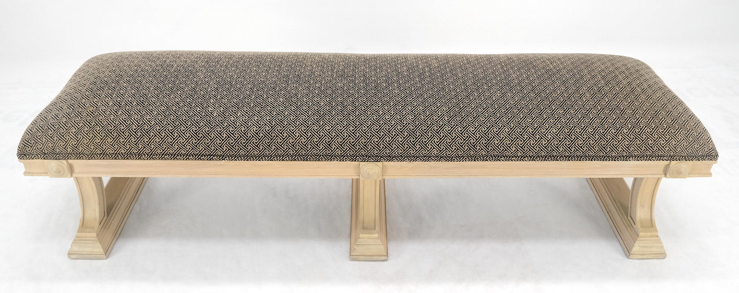 EstablishedLines Bleached Carved Mahogany Tripple Pedestals Base Upholstered Seat Bench MINT!