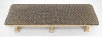 EstablishedLines Bleached Carved Mahogany Tripple Pedestals Base Upholstered Seat Bench MINT!