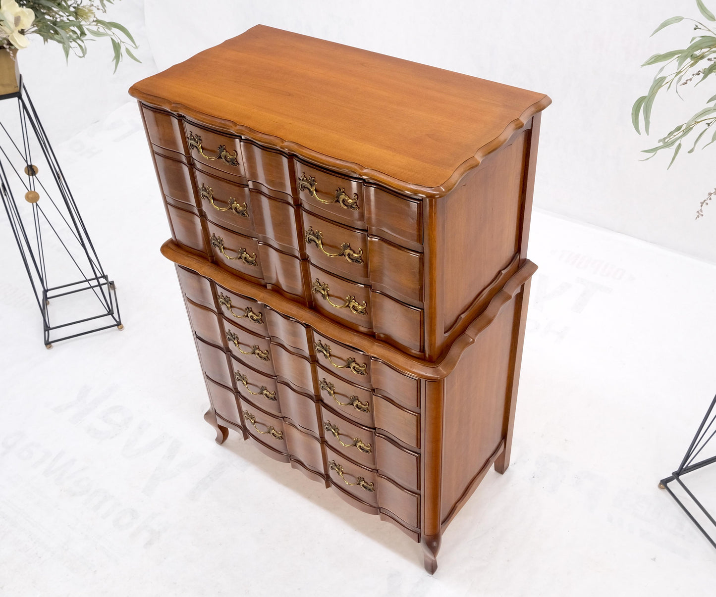 EstablishedLines Solid Cherry Country French Brass Pulls 7 Drawers High Chest Dresser MINT!