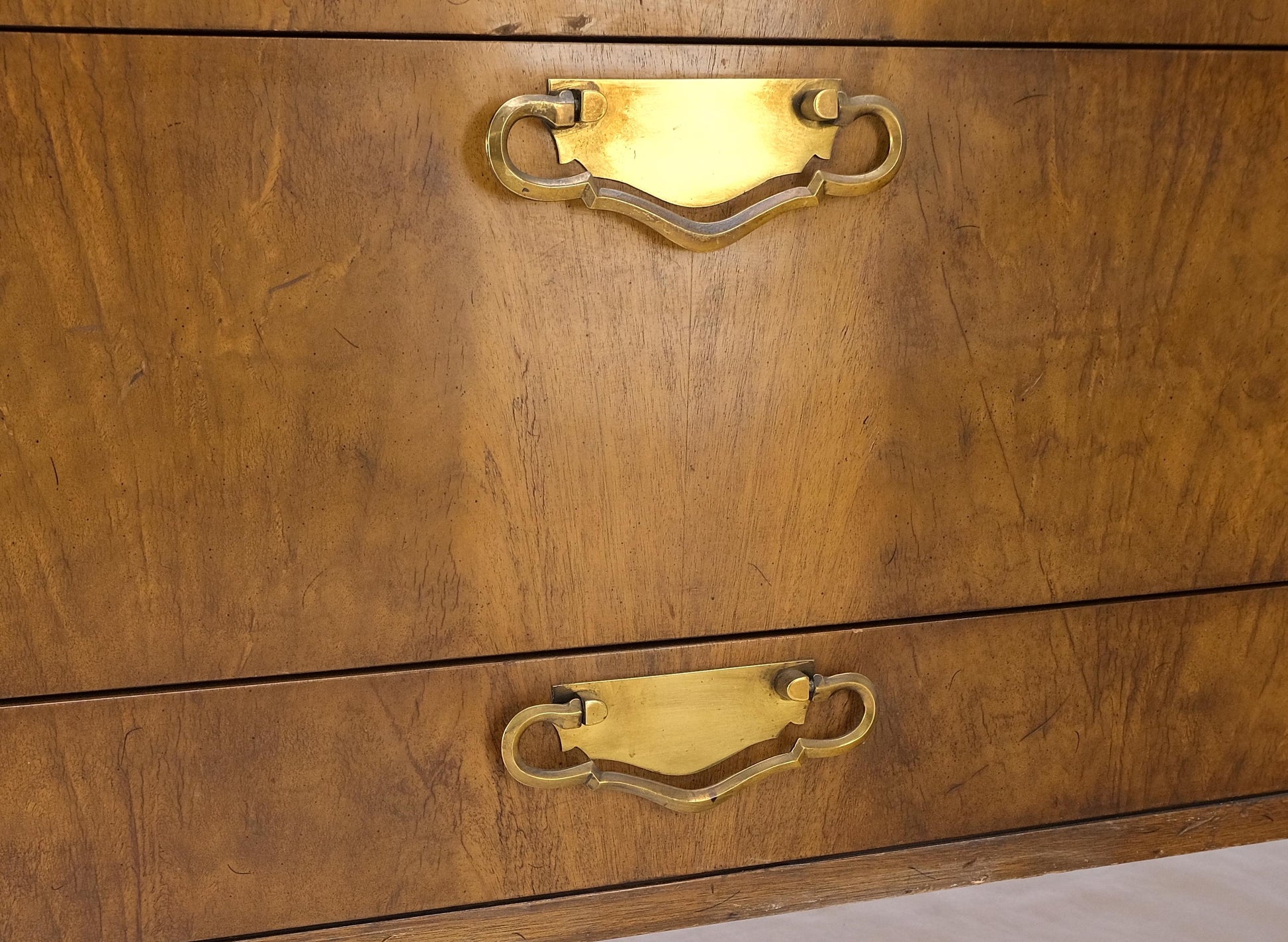 EstablishedLines John Stuart American Mid-Century Modern Walnut Long Dresser Credenza Brass MINT!