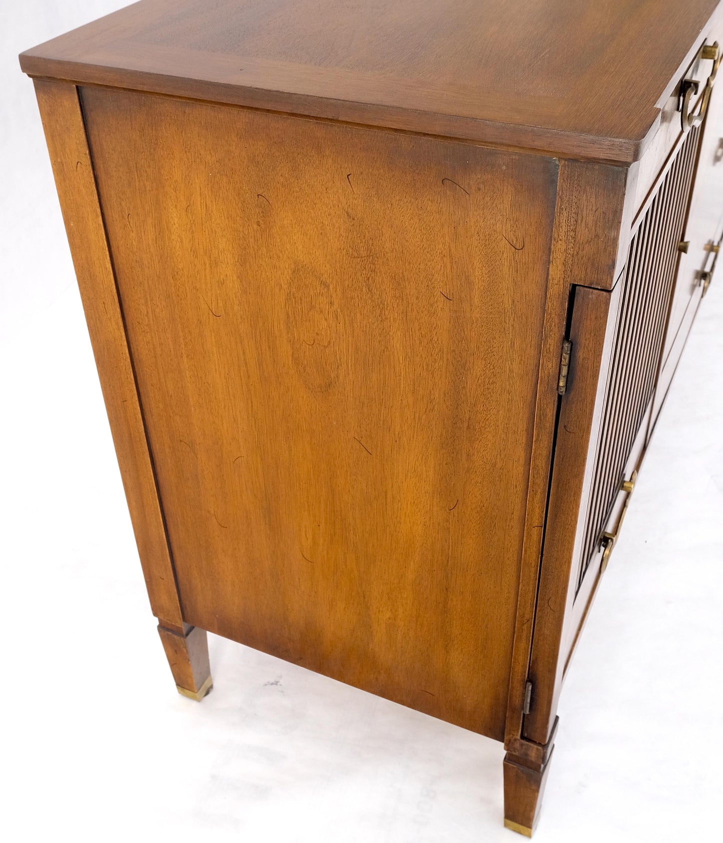 John Stuart American Mid-Century Modern Walnut Long Dresser Credenza Brass MINT!
