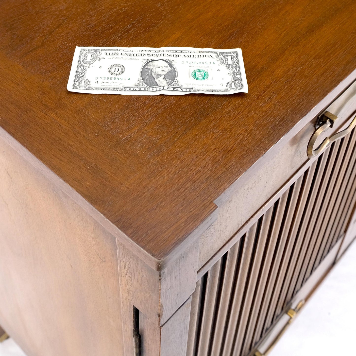 John Stuart American Mid-Century Modern Walnut Long Dresser Credenza Brass MINT!