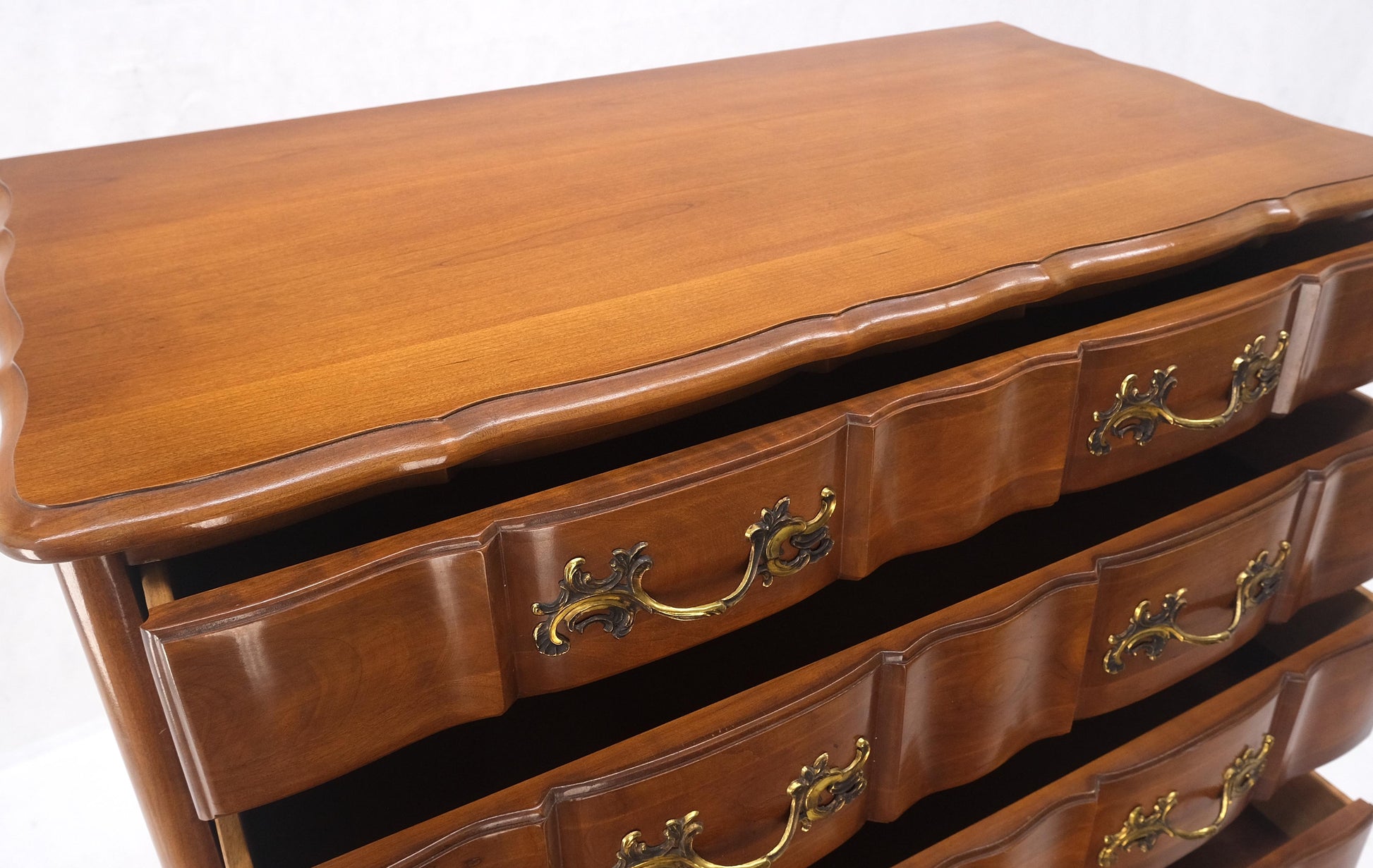 EstablishedLines Solid Cherry Country French Brass Pulls 7 Drawers High Chest Dresser MINT!