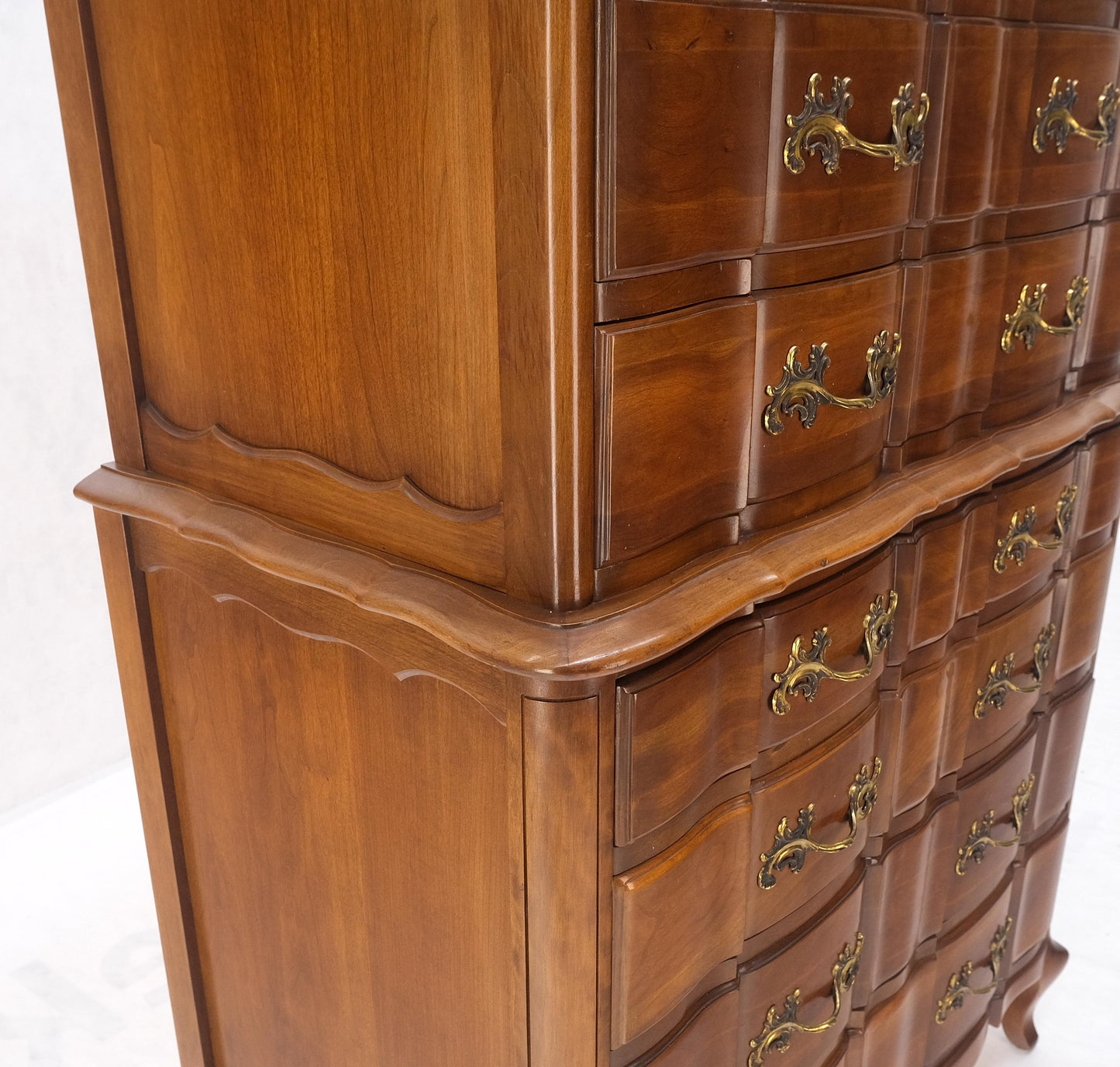 EstablishedLines Solid Cherry Country French Brass Pulls 7 Drawers High Chest Dresser MINT!