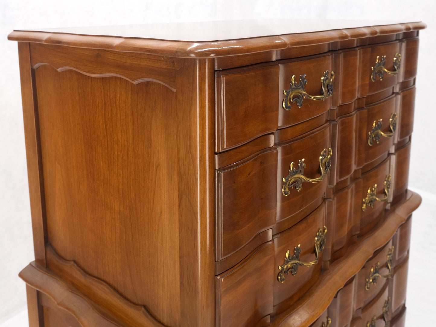 EstablishedLines Solid Cherry Country French Brass Pulls 7 Drawers High Chest Dresser MINT!