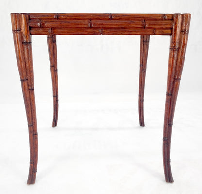 Very Fine Carved Oak Faux Bamboo Glass Top Tapered Sabre Leg End Side Table MINT
