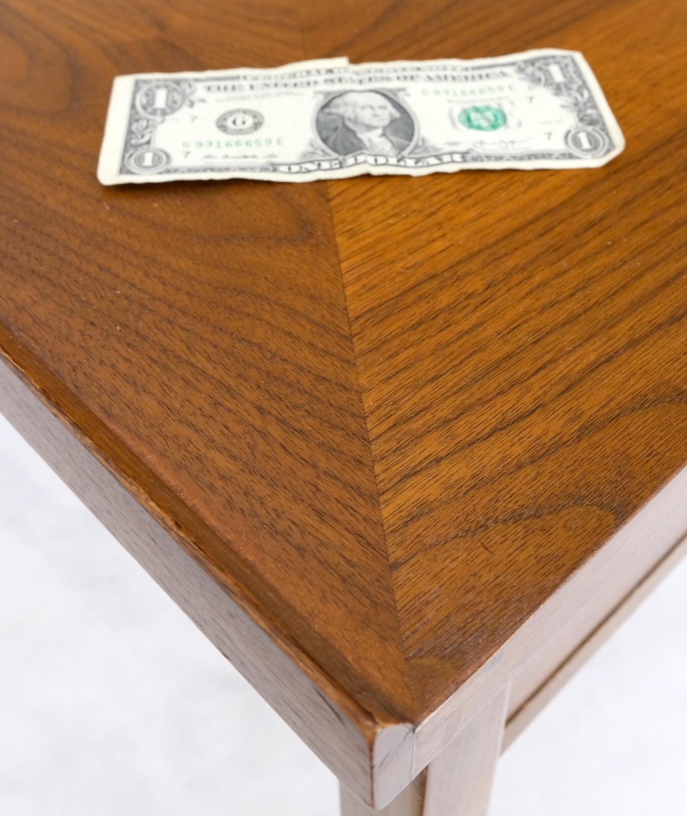EstablishedLines Pair of Walnut Rolled Edges Square One Drawer Tapered Legs End Side Tables Stand