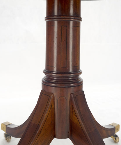 Embossed Burgundy Leather 36" Diameter Mahogany Drum Game Table Gueridon MINT
