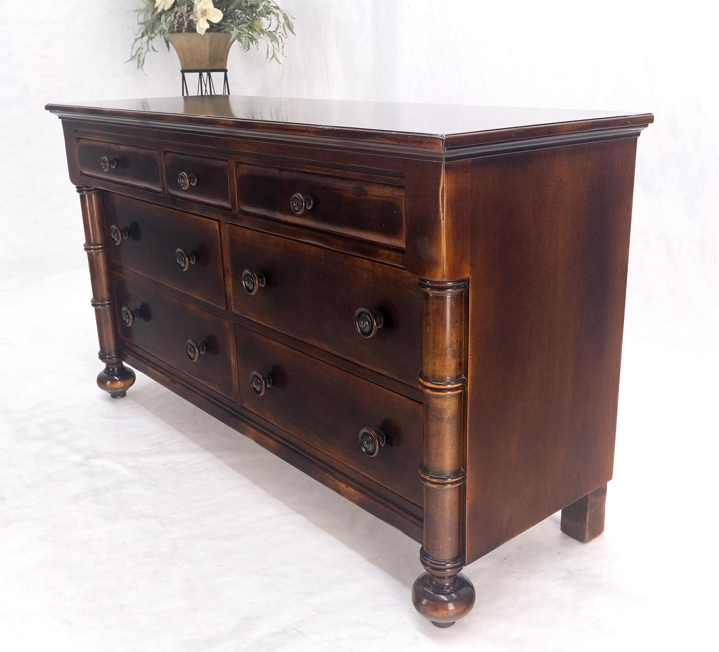 Large 7 Drawer Faux Bamboo Legs Turned Knobs Italian Dresser Commode Chest MINT!