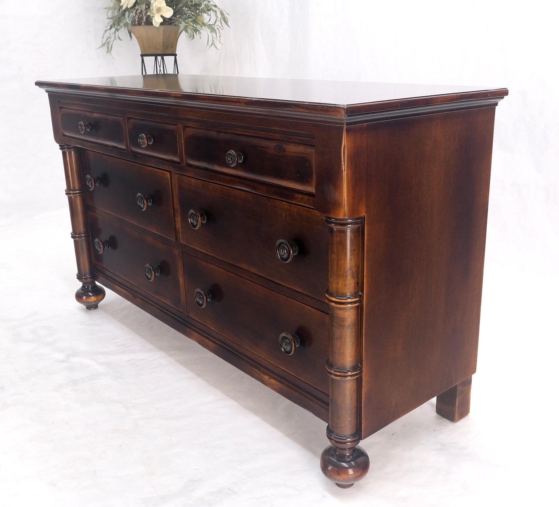 EstablishedLines Large 7 Drawer Faux Bamboo Legs Turned Knobs Italian Dresser Commode Chest MINT!