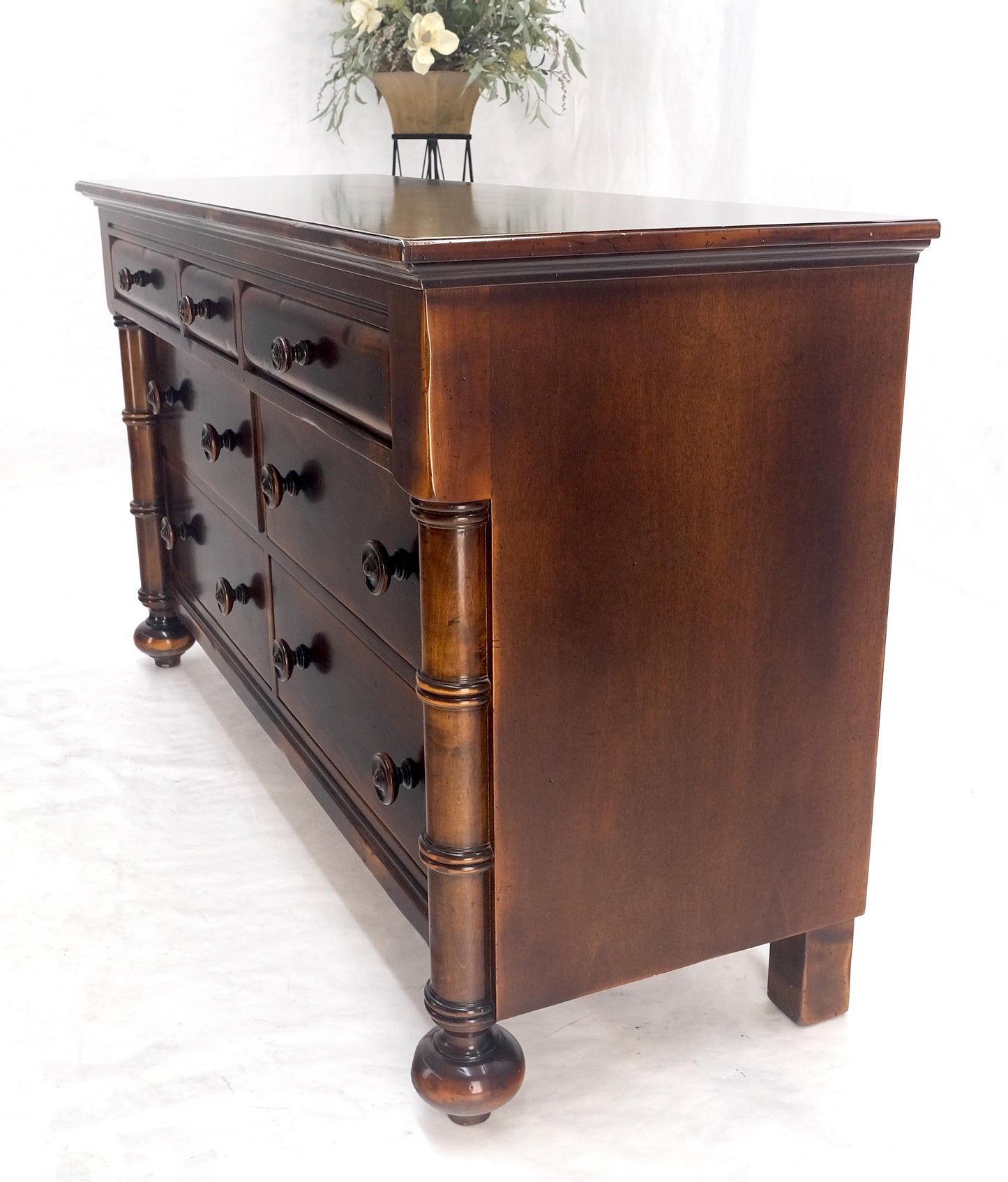 Large 7 Drawer Faux Bamboo Legs Turned Knobs Italian Dresser Commode Chest MINT!