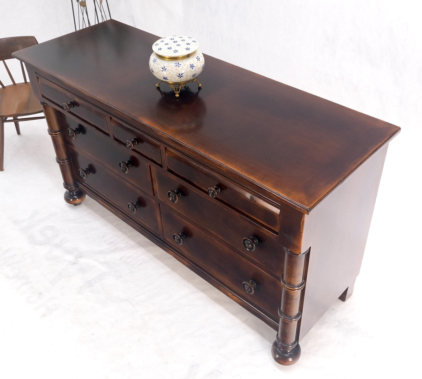 Large 7 Drawer Faux Bamboo Legs Turned Knobs Italian Dresser Commode Chest MINT!