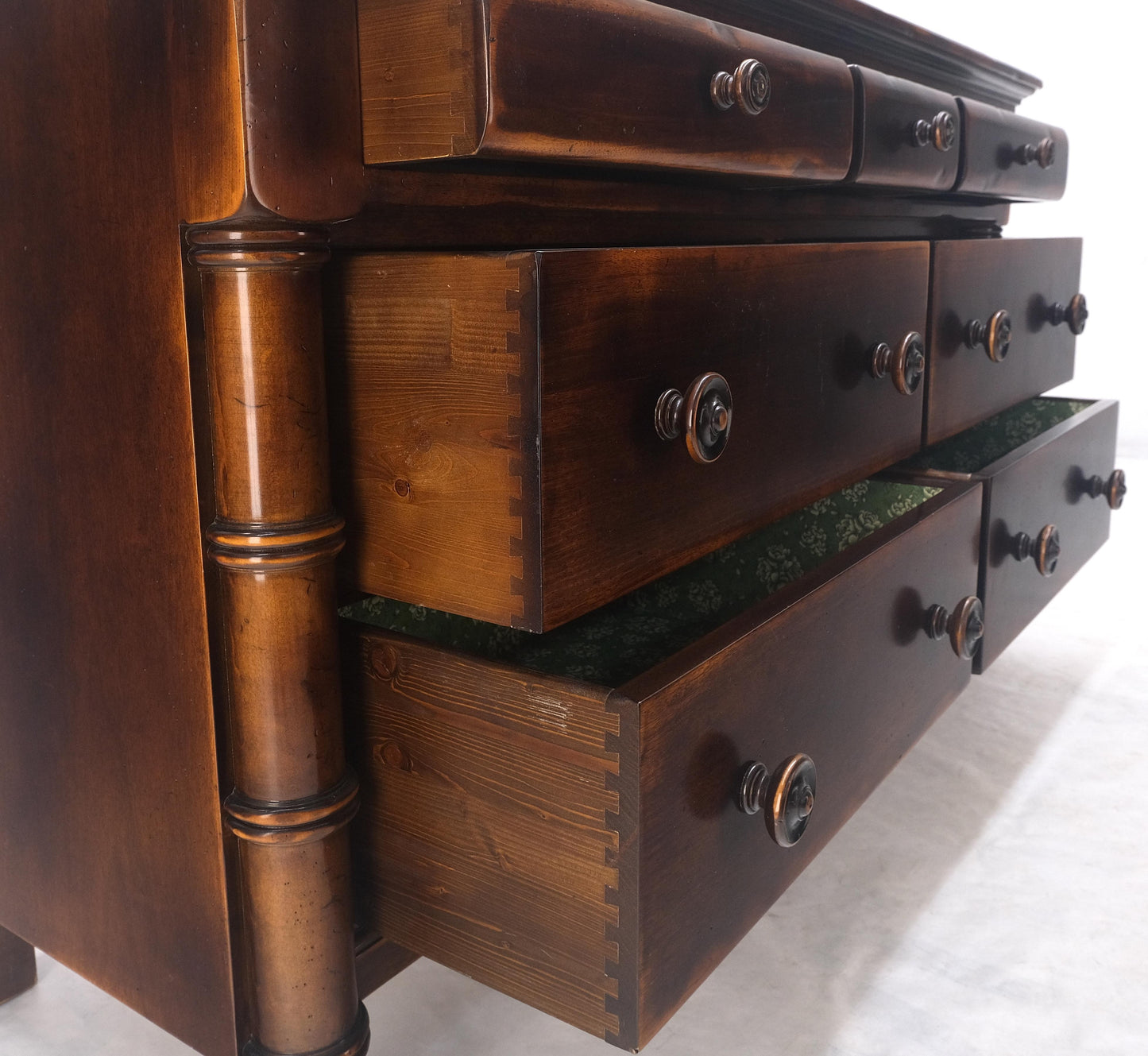Large 7 Drawer Faux Bamboo Legs Turned Knobs Italian Dresser Commode Chest MINT!