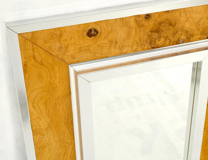 Rectangle Mid-Century Modern Burl Wood & Aluminum Mirror by Greg Copeland MINT!
