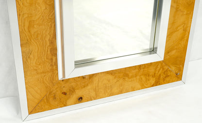 Rectangle Mid-Century Modern Burl Wood & Aluminum Mirror by Greg Copeland MINT!