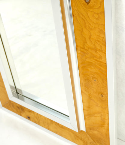 Rectangle Mid-Century Modern Burl Wood & Aluminum Mirror by Greg Copeland MINT!